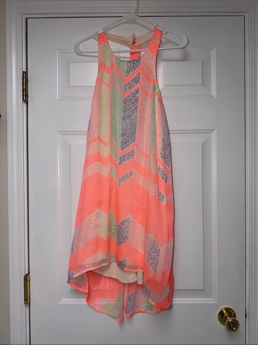 Charlotte Russe Coral Chevron High-Low Dress